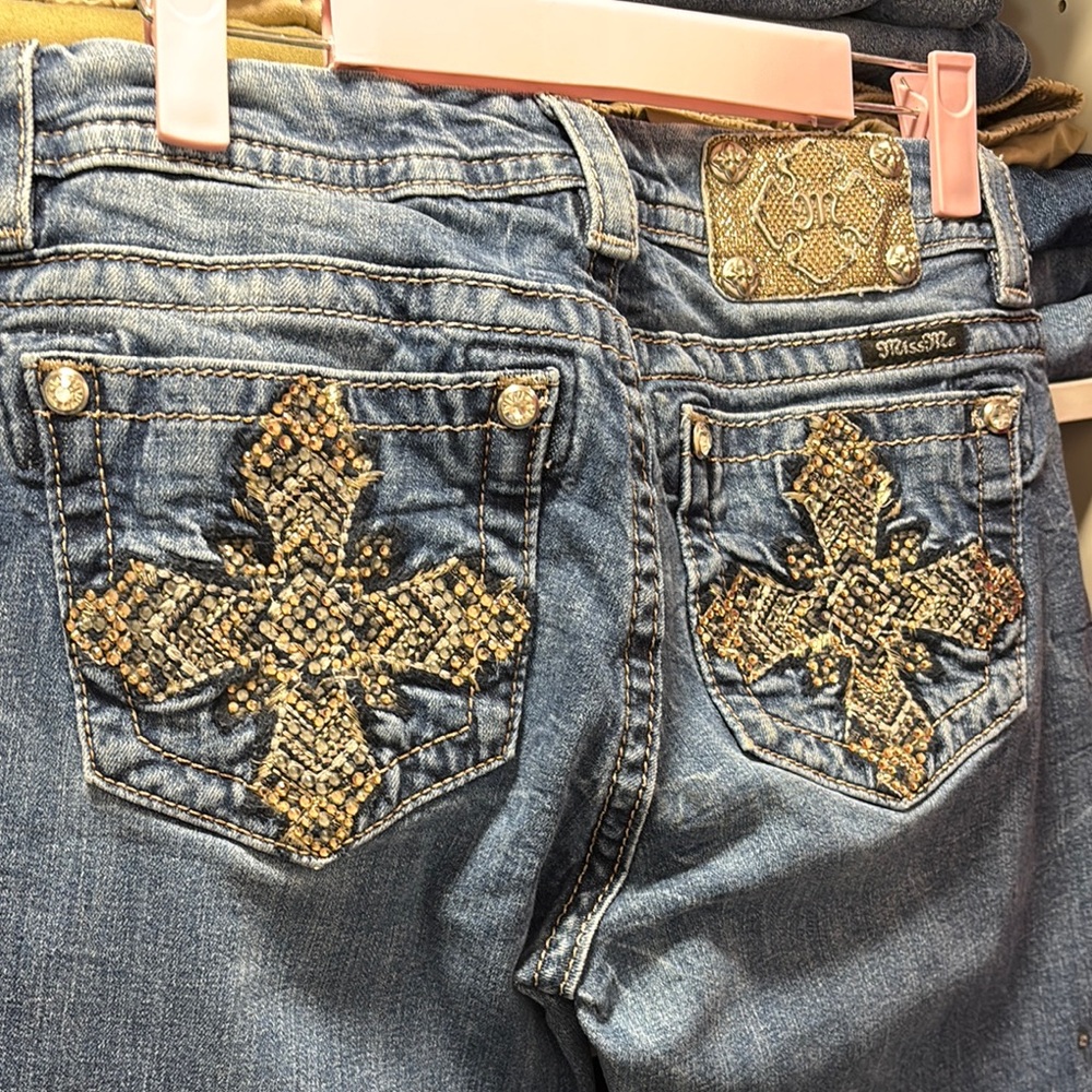 Women's Blue Jeans with Gold Accents
